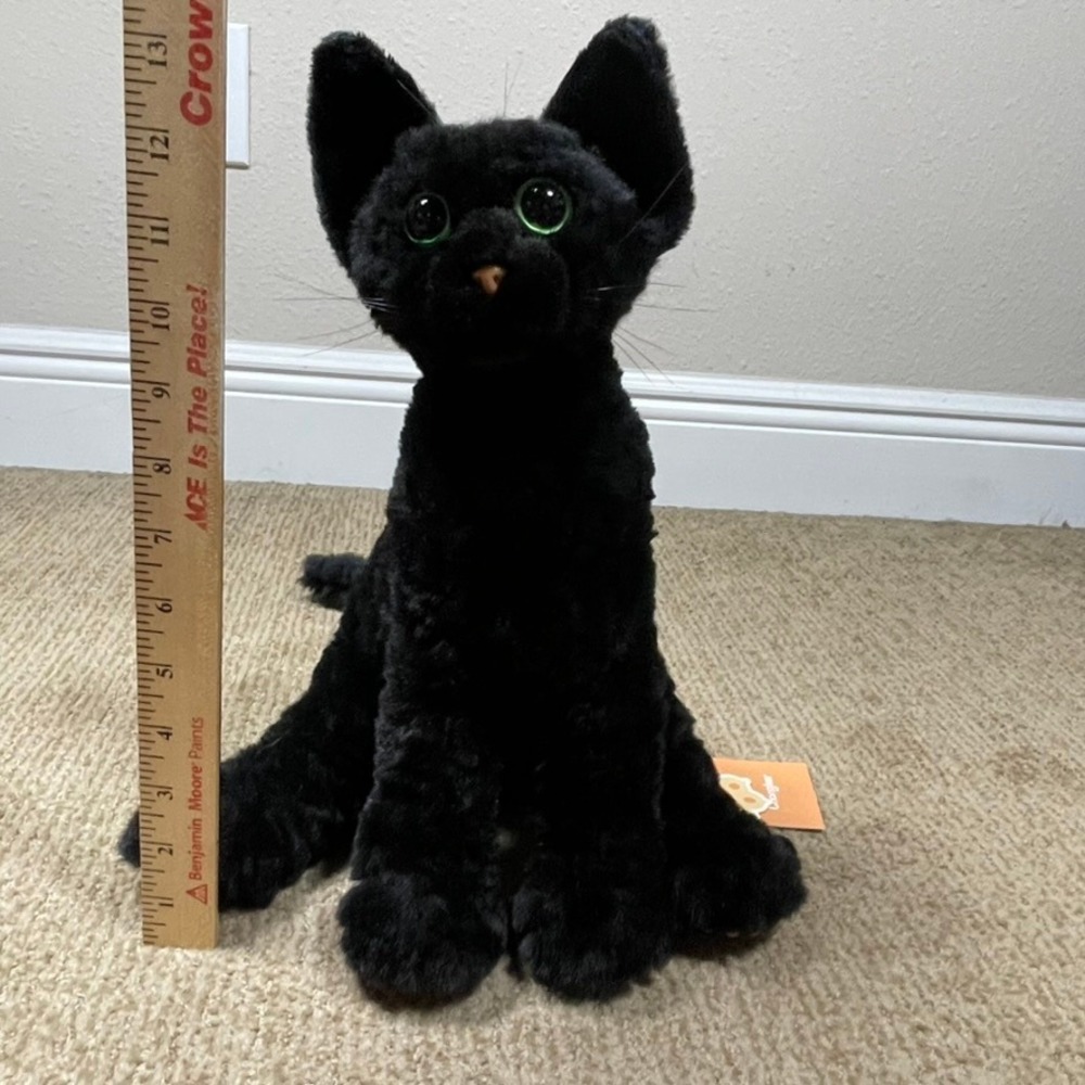 Chongker Realistic Black Cat Plush Stuffed Animal  NWT 12in Handmade Weighted
